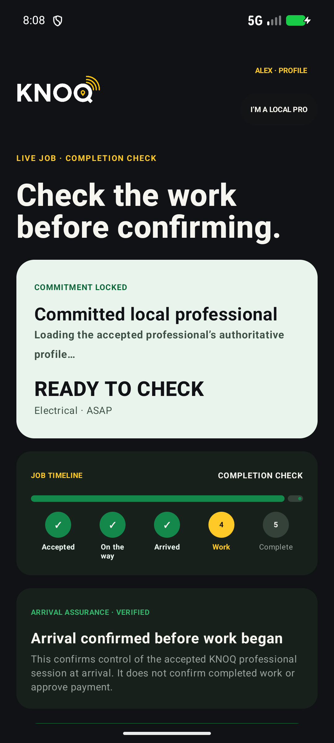 Android development screen for checking the work before confirming completion