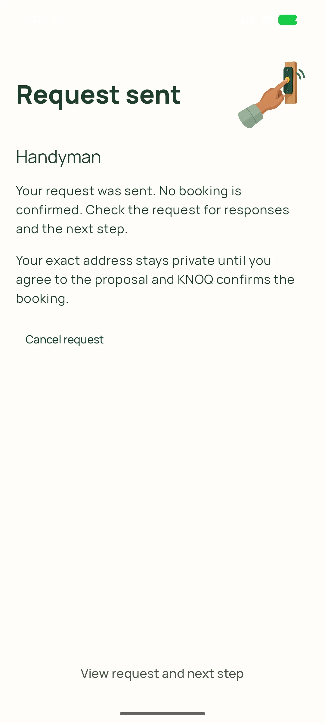 Your request is out — genuine KNOQ Android screen